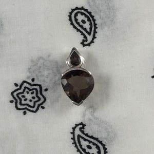 Smoky quartz pendant, sterling silver